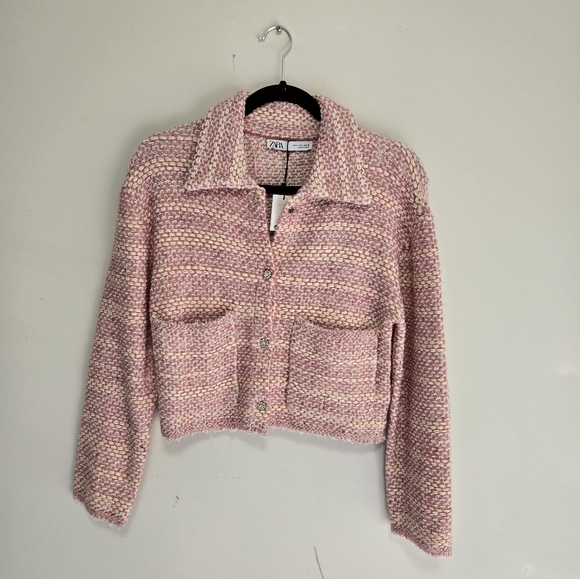 ZARA tweed distressed Jacket- Size small - Picture 1 of 4